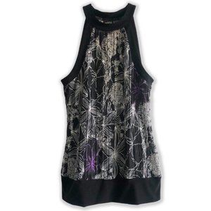 Black Floral Sheer Sleeveless Top